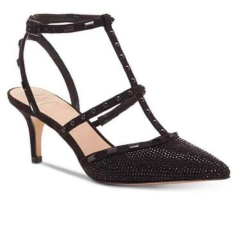 INC Carma Pointed Toe Studded Kitten Heel Pumps
